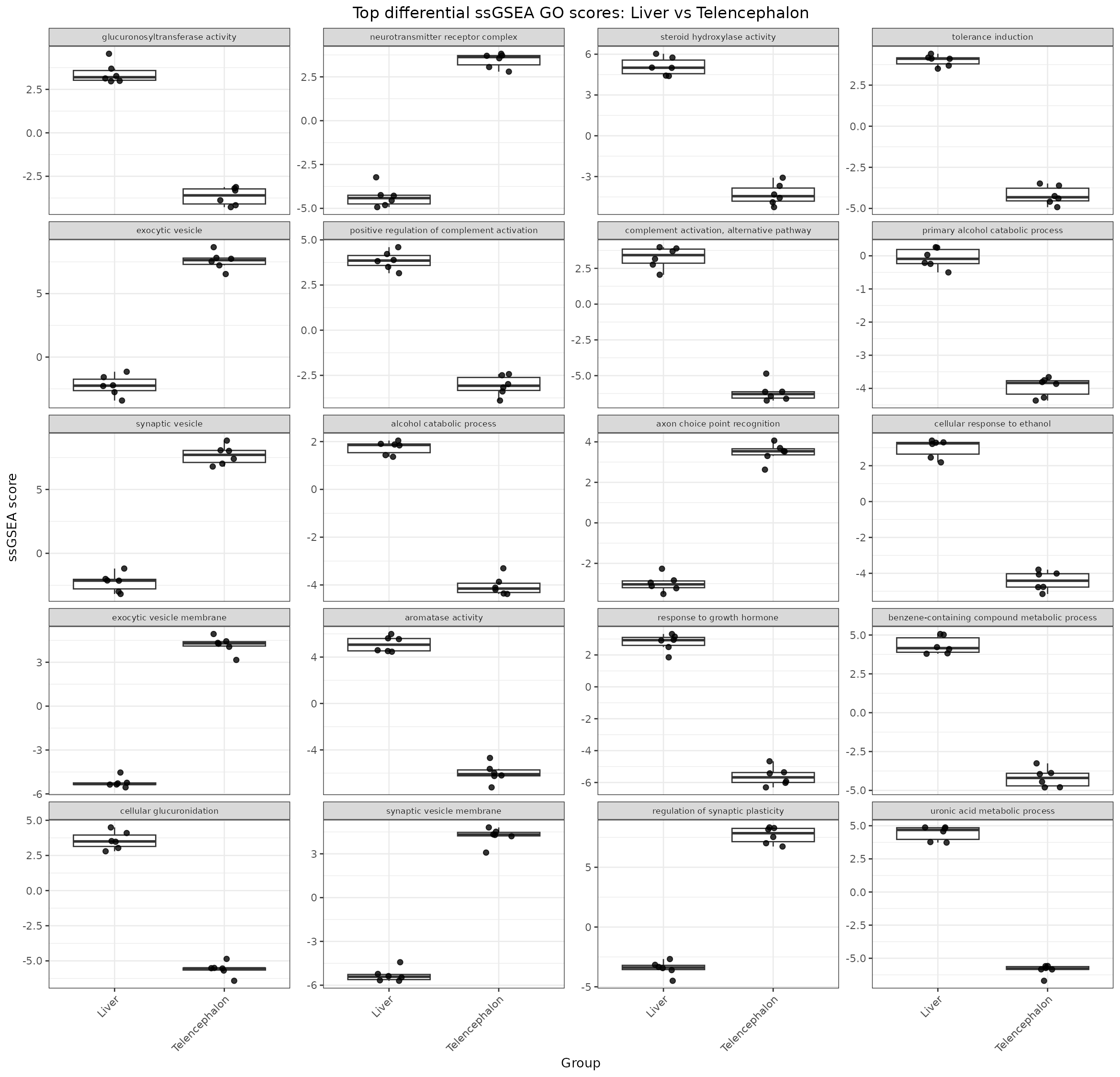 GO-name ssGSEA top differential boxplots