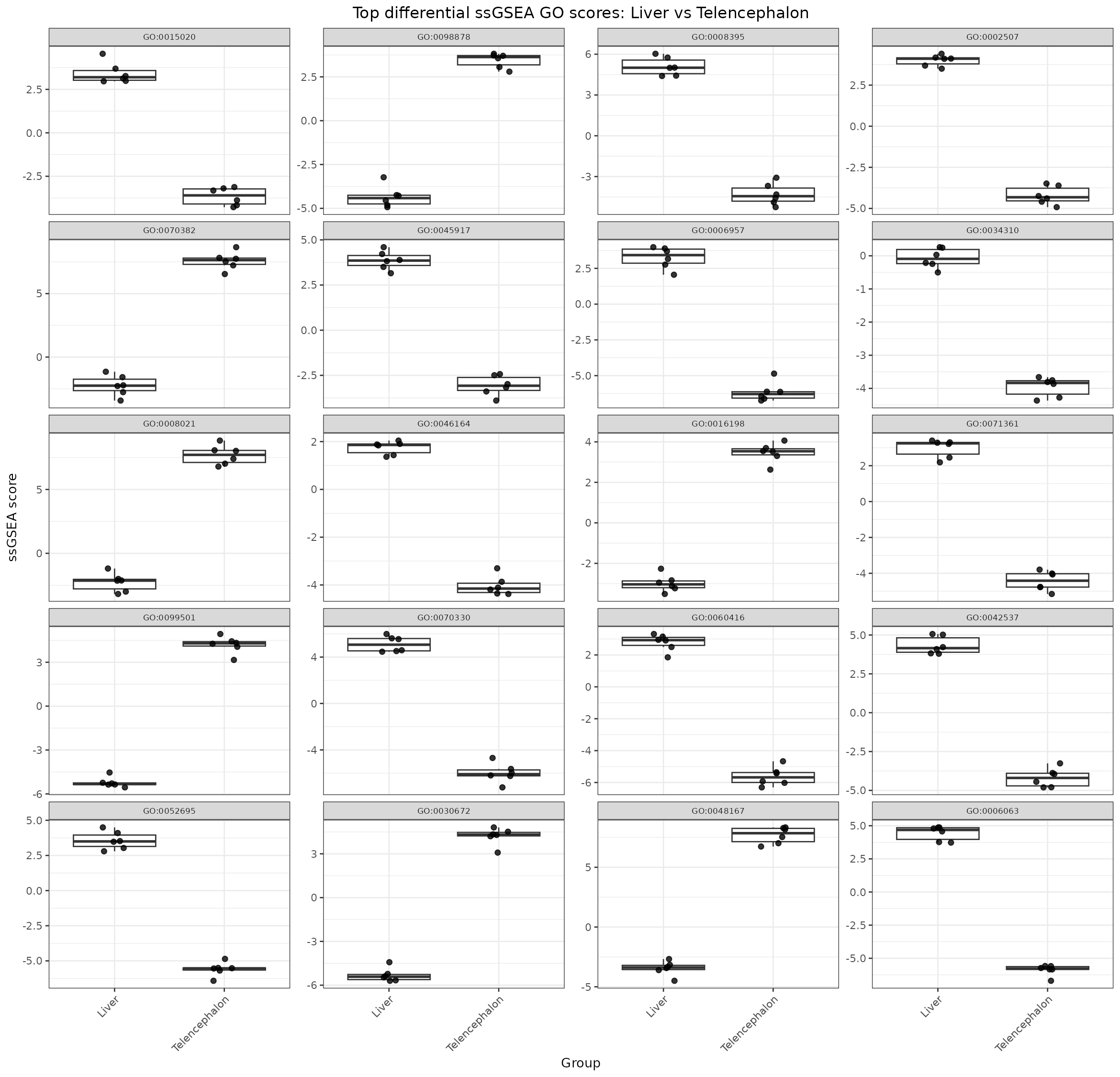ssGSEA top differential boxplots