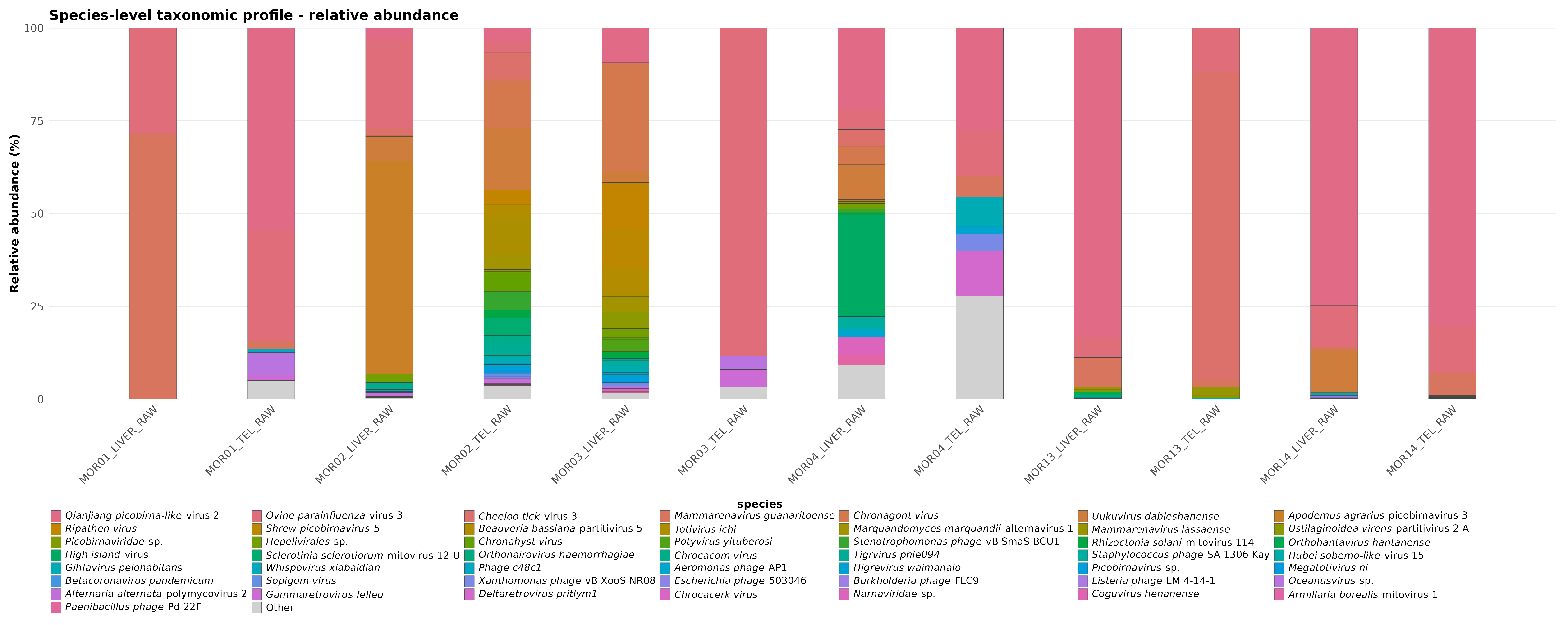 Relative abundance taxonomic stacked bar
